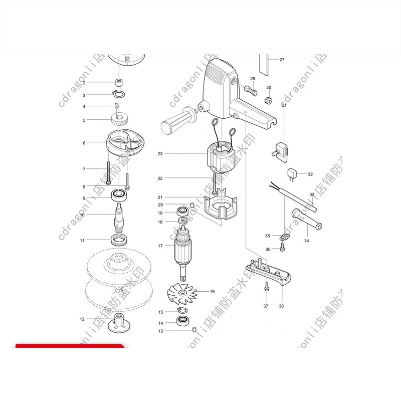makita牧田9218SB抛光机配件定子电机转子开关碳刷机壳齿轮主轴