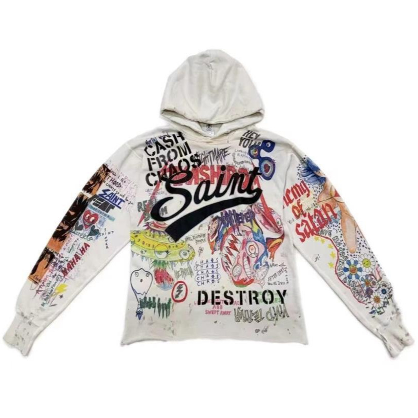 Felpa unisex con stampa effetto scheletro e strass effetto vintage lavato_voghion.com