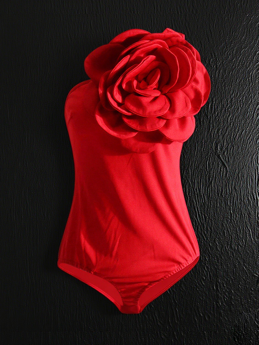 Mono de mujer sexy y moderno, estilo europeo y americano, con diseño de un solo hombro, patchwork floral tridimensional, sin mangas, color liso, novedad 2026