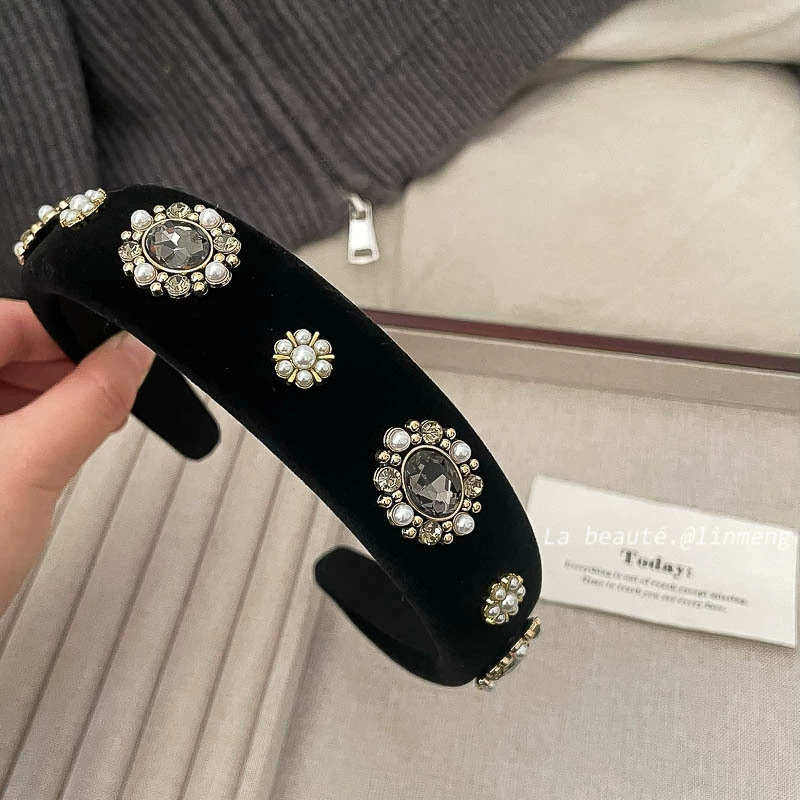 Ободок (стиль Chanel) — черная лента и широкий палитра цветов, элегантный корейский дизайн