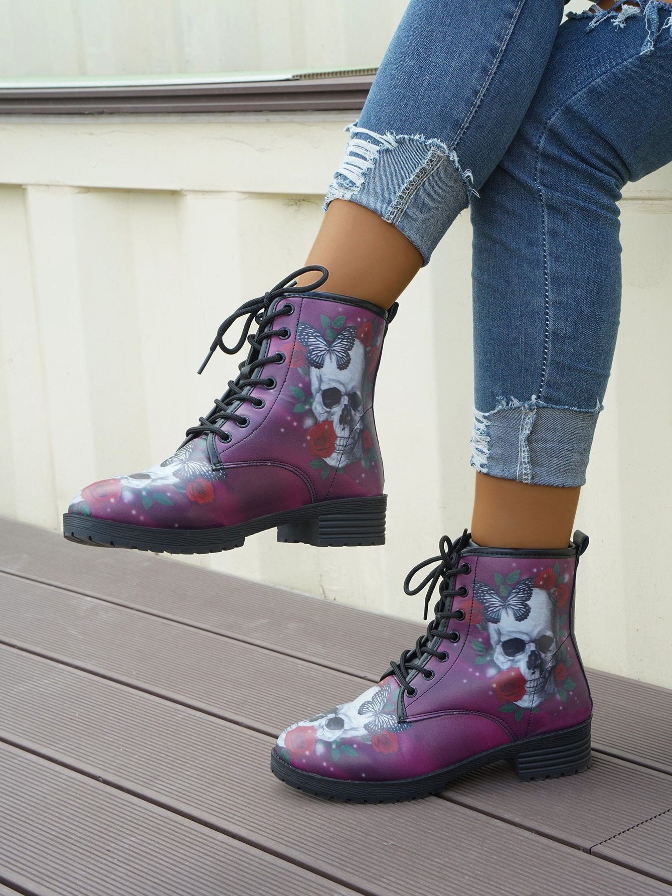 Scarpe da donna autunno e inverno nuovi stivali Martin allacciati comodi stivali corti con suola spessa in PU stivali da donna in stile britannico_voghion.com