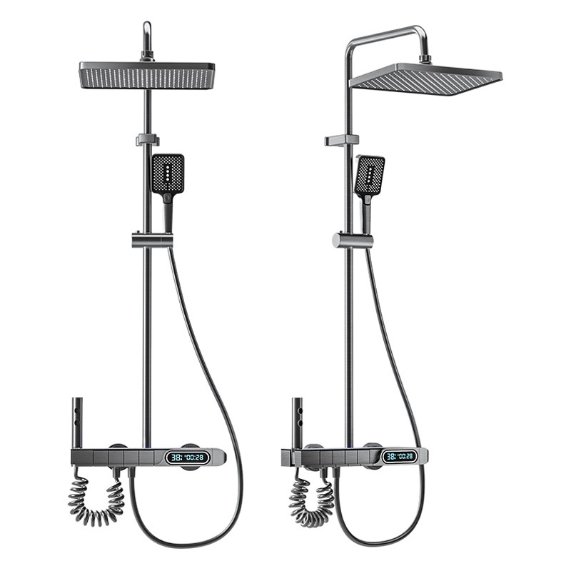 Juego de ducha para baño doméstico, cabezal de ducha color gris plomo, cabezal de ducha tipo lluvia con pantalla digital para baño, suministro transfronterizo.