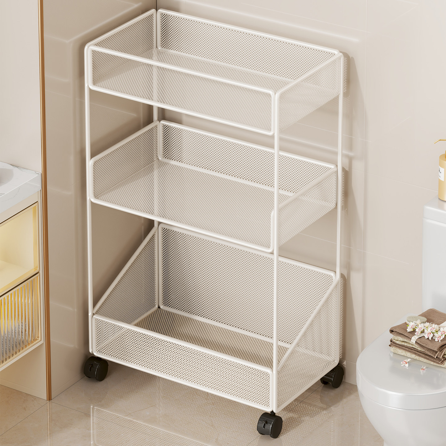 Estante Móvil Multicapa de Baño Multifuncional para Lavadora y Baño