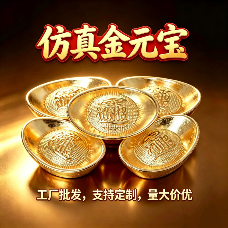 Popular simulated gold ingot ornaments, designed to attract wealth and good fortune, suitable for home, office, or shop decoration, and as a gift for grand openings Popular simulated gold ingot ornaments, designed to attract wealth and good fortune, suitable for home, office, or shop decoration, and as a gift for grand openings