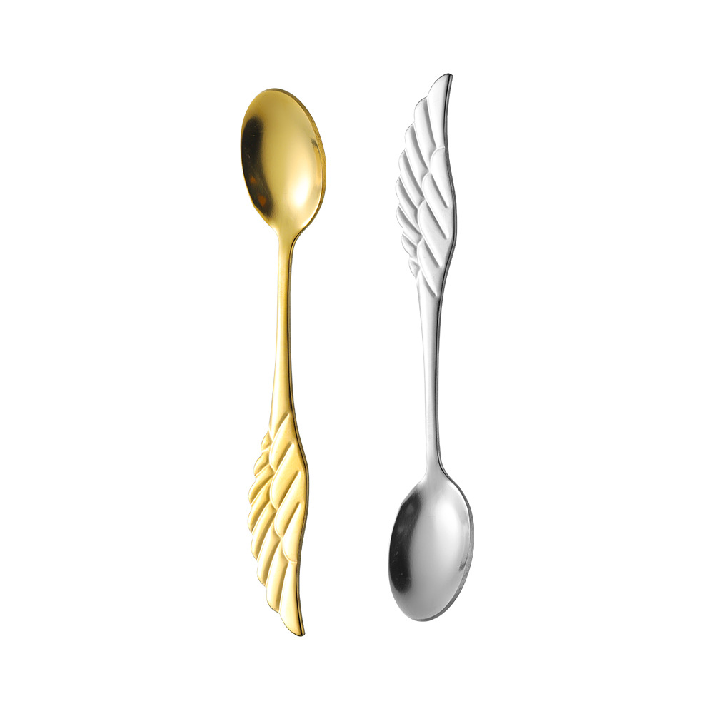 Cucchiaio da dessert in acciaio inossidabile con ali d'angelo, grazioso cucchiaio da caffè di alto valore estetico, cucchiaio da zuppa per uso domestico_voghion.com
