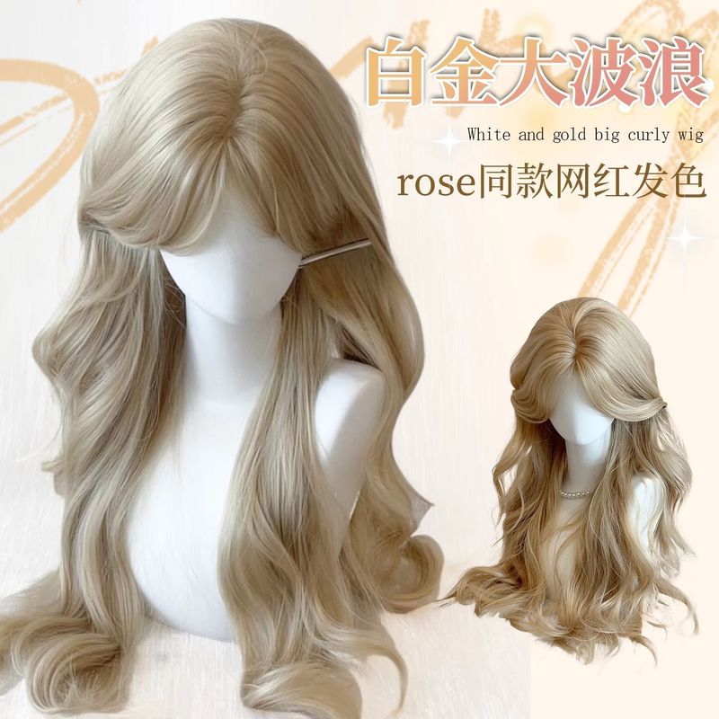假发女长发夏季大波浪金色长卷发女团风氛围感rose发色中分全头套|undefined