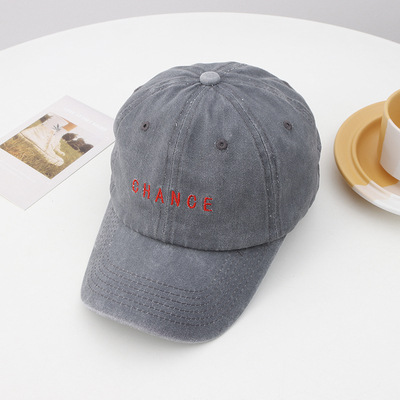 Chapeau délavé neuf et usé pour enfants, style de baseball rétro avec lettres de rue brodées, couples masculins et féminins, pare-soleil et crème solaire, chapeau en langue de canard_voghion.com