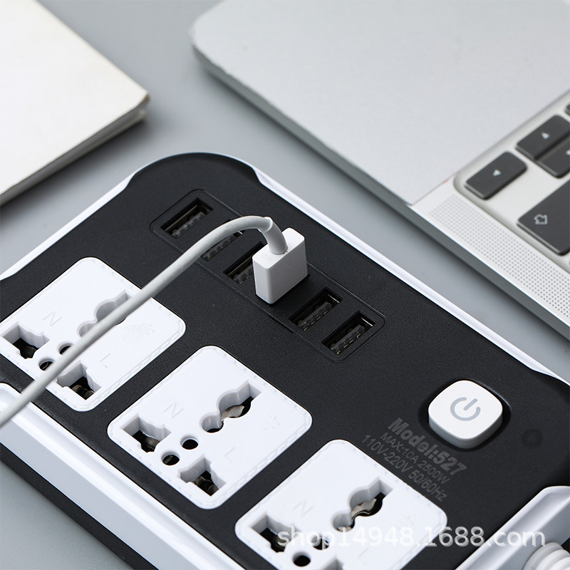 527 # 6USB 2m suministro de comercio electrónico transfronterizo enchufe plano del sudeste asiático enchufe de comercio exterior de Malasia