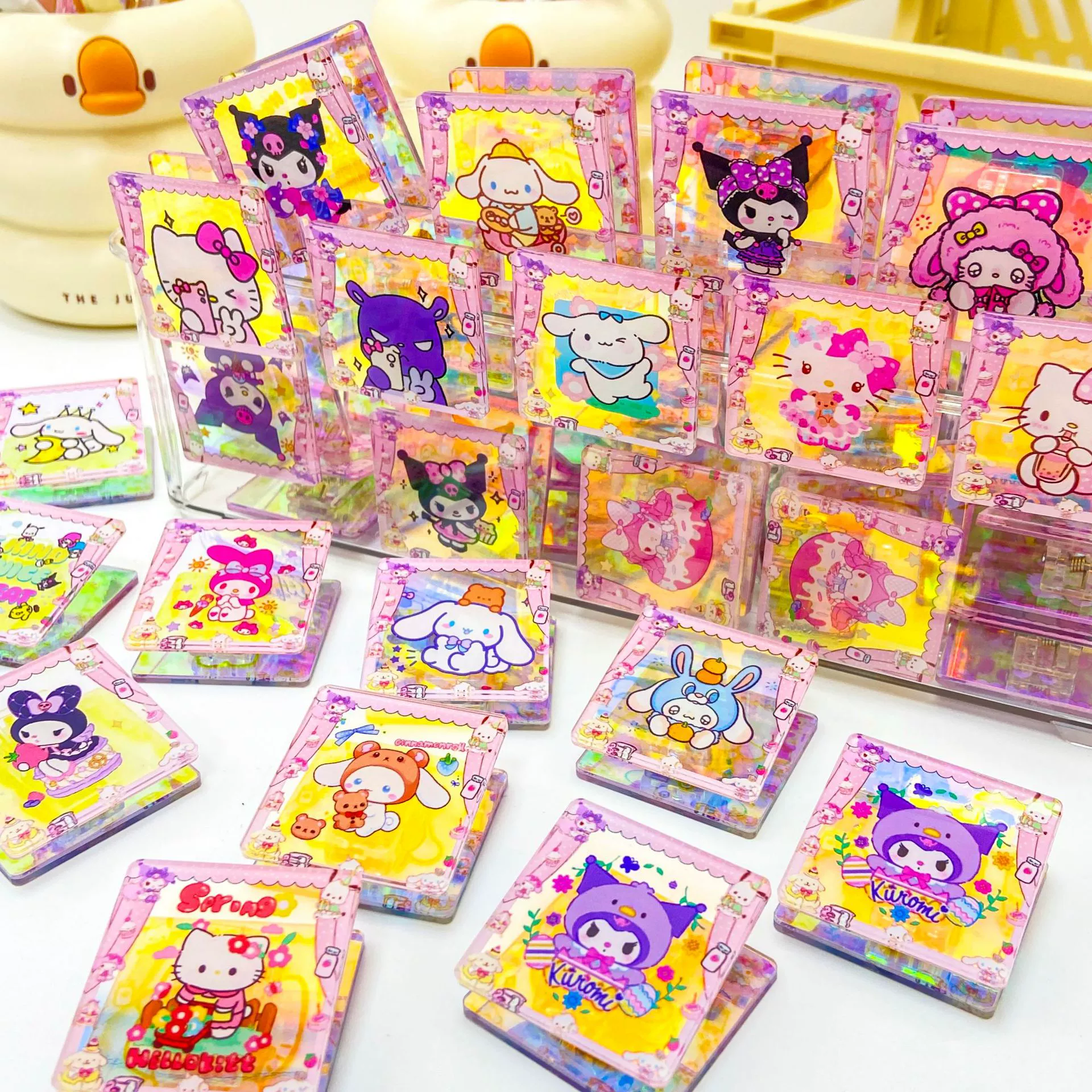 Cartoon square sticker for buttock skin, acrylic storage system, 50 pieces