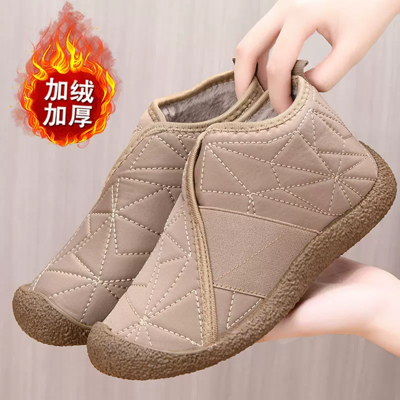 跨境2025冬季棉鞋女老北京加绒加厚雪地靴一脚蹬时尚保暖棉靴代发