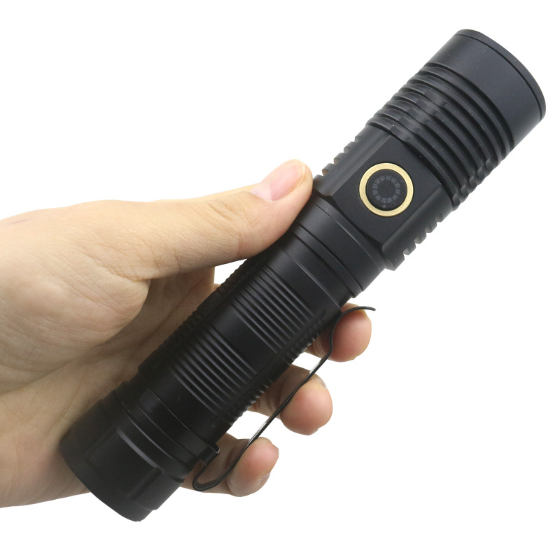 21700 white laser telescopic zoom flashlight Type-C charging small pen clip magnetic multi-function with magnet