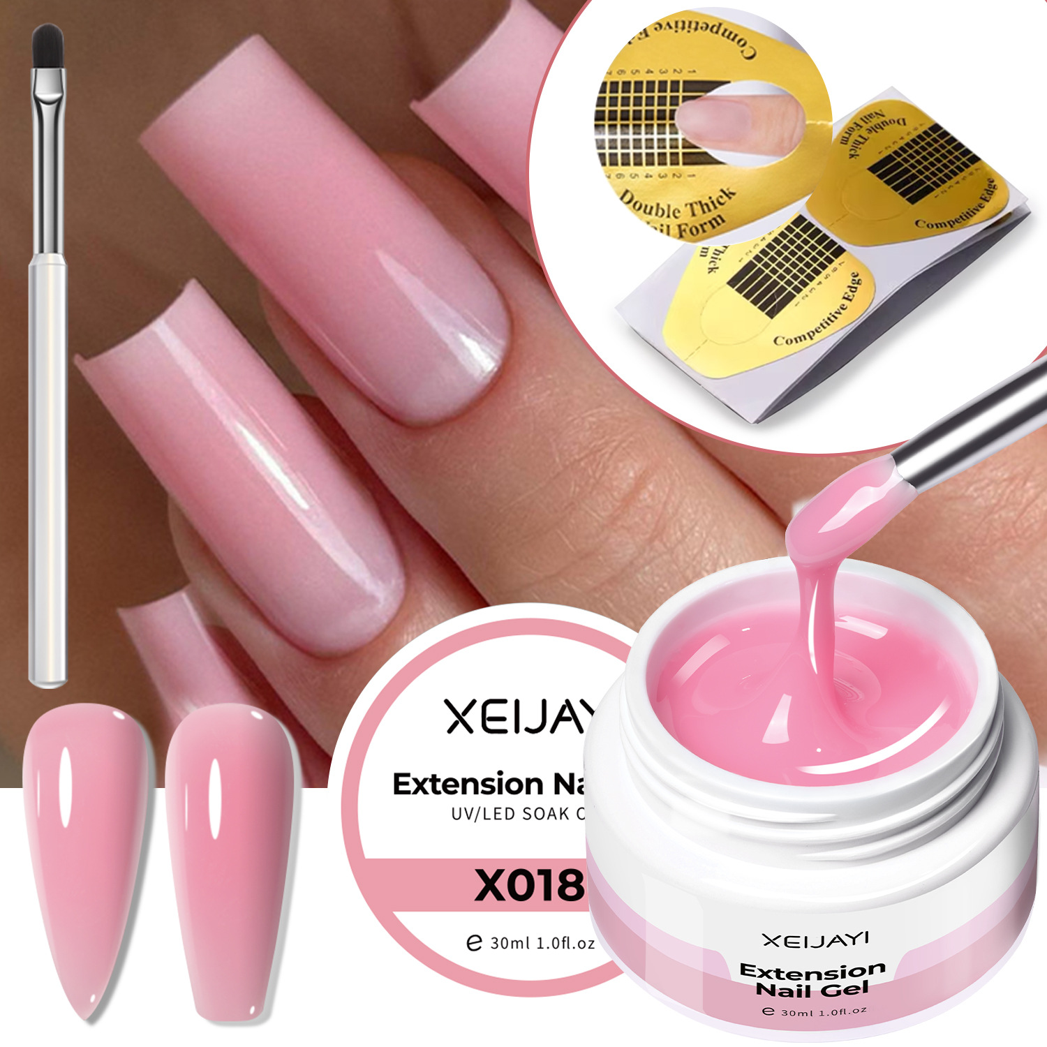 Gel de Extensión para Uñas Rosa Claro de Larga Duración para Salón de Uñas