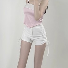 纯欲风超短裤女装2024新款春夏季高腰紧身显瘦性感辣妹抽绳热裤子