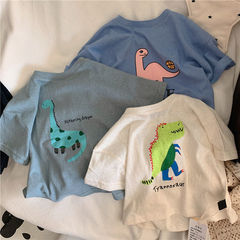 子供のtシャツの夏の綿の男の子の子供服の韓国版の半袖のかっこいい男の子の上着のtカード通の恐竜の赤ちゃんの底のシャツ