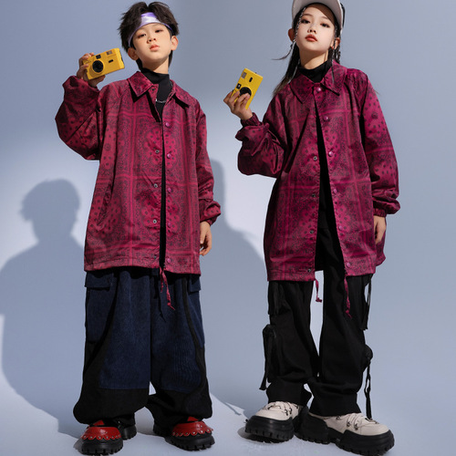 Streetwear Children's Hip-Hop Fashion Bomber Jacket for Boys and Girls, Cool and Stylish Clothing for Hip-Hop Performances