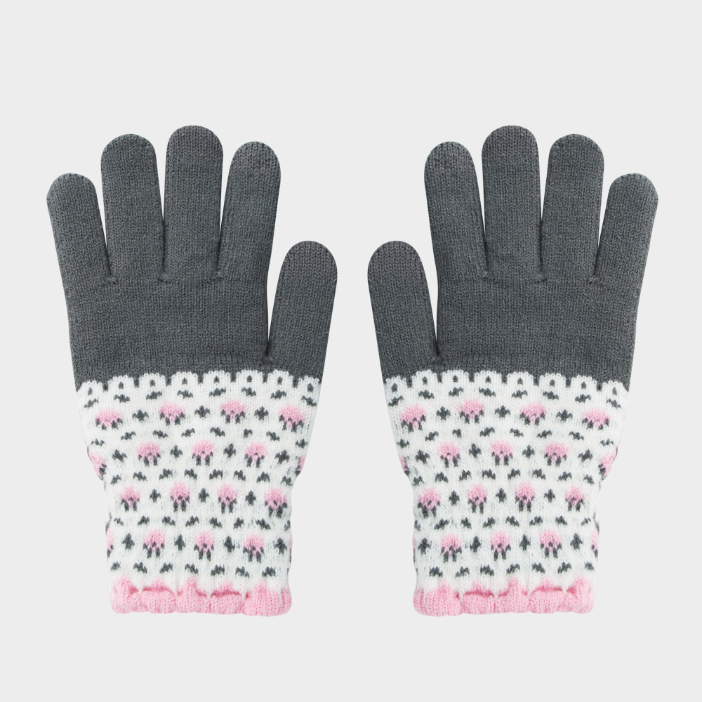 60g Weight Cotton Material Solid Color Pattern Unisex Gender Grey, Pink, Green, Yellow Color One Size Size Gloves Female Winter Fleece-lined Warm-keeping And Cold-proof Touch Screen Gloves Cute Fashion Net Red Wind Student Five Finger Riding Gloves 7