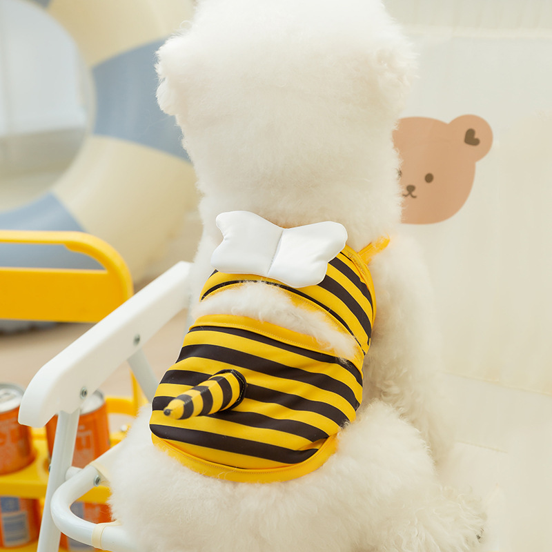 Perro de verano lindo traje de baño en forma de abeja cabestrillo gato traje de baño de dos piernas bikini para mascotas ropa de perro de peluche