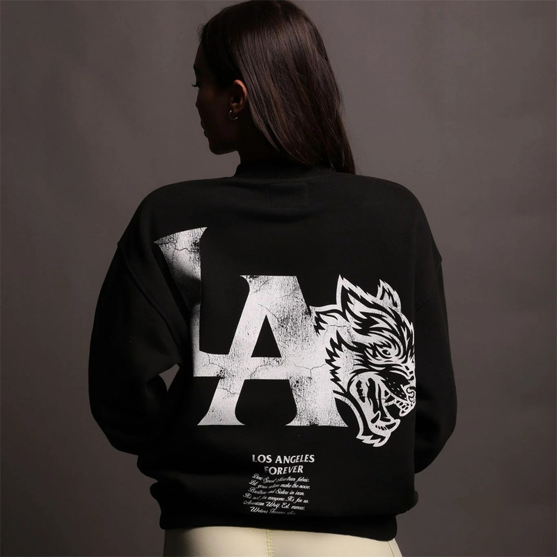 Darc Round Neck Winter Sports Fitness Long-Sleeved Pullover Sweatshirt Letter Wolf Head Print American Fashion Brand Couple Casual