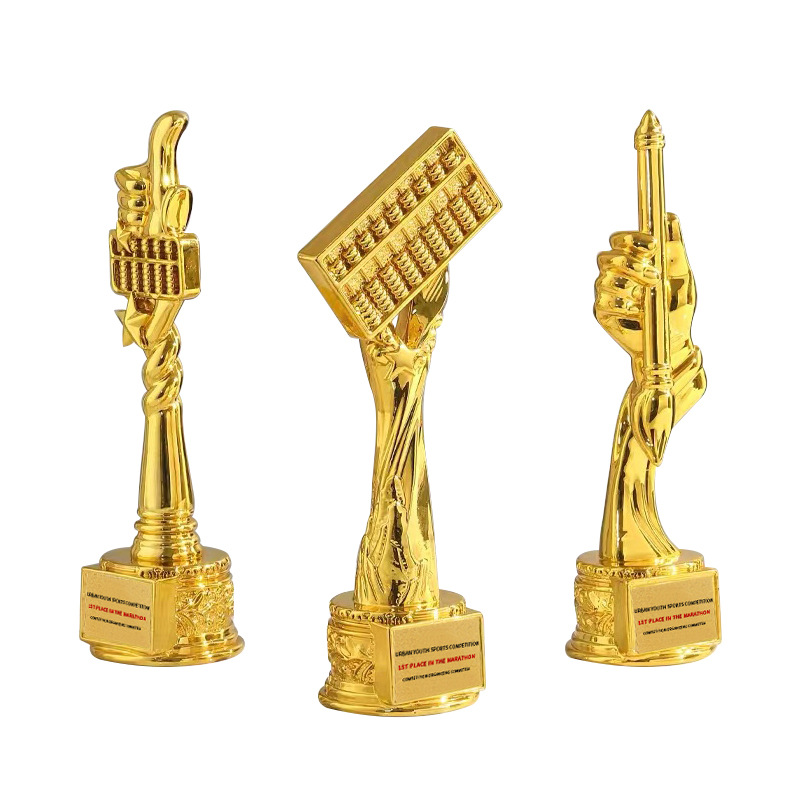 Trofeo de cristal de resina creativo, premios de producción, premios de competición deportiva de gran venta, recuerdos de reuniones anuales de empresa chapados en oro