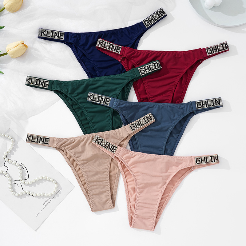 2023 low waist temptation T-shaped women's underwear Diamond hollow multi-color underwear comfortable sexy peach hip underwear in stock