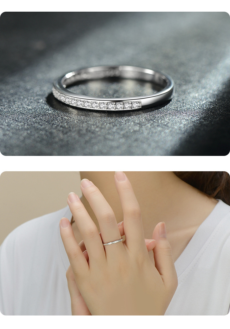 fashion 925 silver diamond simple geometric ring