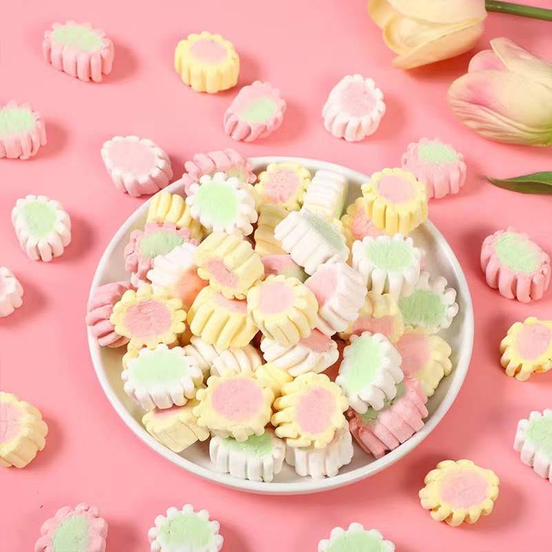 Canned Multicolored Cotton Candy Heart-Shaped Love Flower Grain Cylinder Rainbow Cake Western Snack Baking Decoration Snowflake Candy