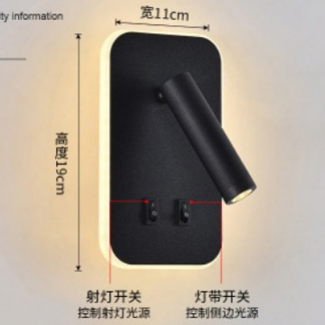 Estudio de lectura lámpara de pared con interruptor de viento nórdico Hotel Residence Room Headlight creativo rotatorio LED Spotlight