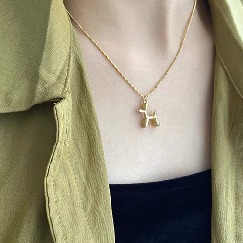 simple balloon pendant necklace three-dimensional dog alloy necklace
