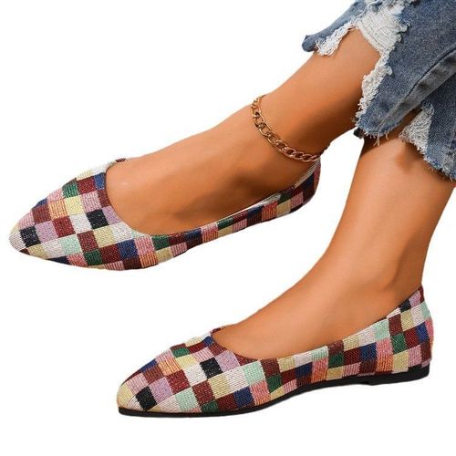 Spring and Autumn Rough Sole Pointed Flat Mouth Children's Single Shoes Large Size Leisure Work Women's Shoes