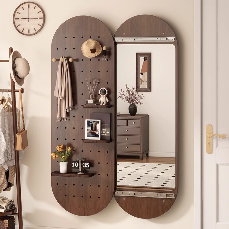 Hidden Sliding Mirror, Hole Board, Dressing Mirror, Full-Length Mirror, Home Closable Entrance Wall-Mounted Fitting Mirror