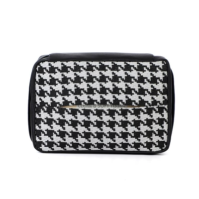 box fashion big Lingge car: Car tissue box/set - jacquard-houndstooth-black-and-white-tissue-box