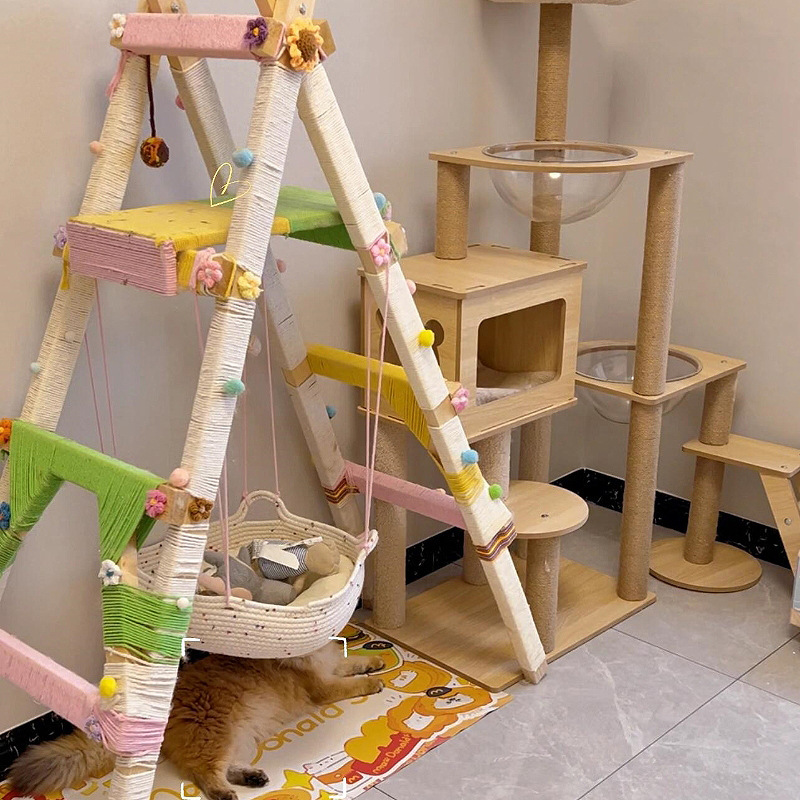 はしご猫登り猫掴み板手作りdiy自作猫巣カラー麻縄装飾材料部品猫玩具|undefined