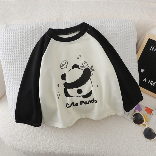 2024 children's long-sleeved single T-based shirt, baby Western-style, small and medium-sized children, boys and girls, single shirt, inside and outside, Korean style