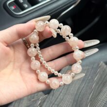 天然粉胶花珍珠手串组合套装手链时尚小众原创设计送朋友礼物代发
