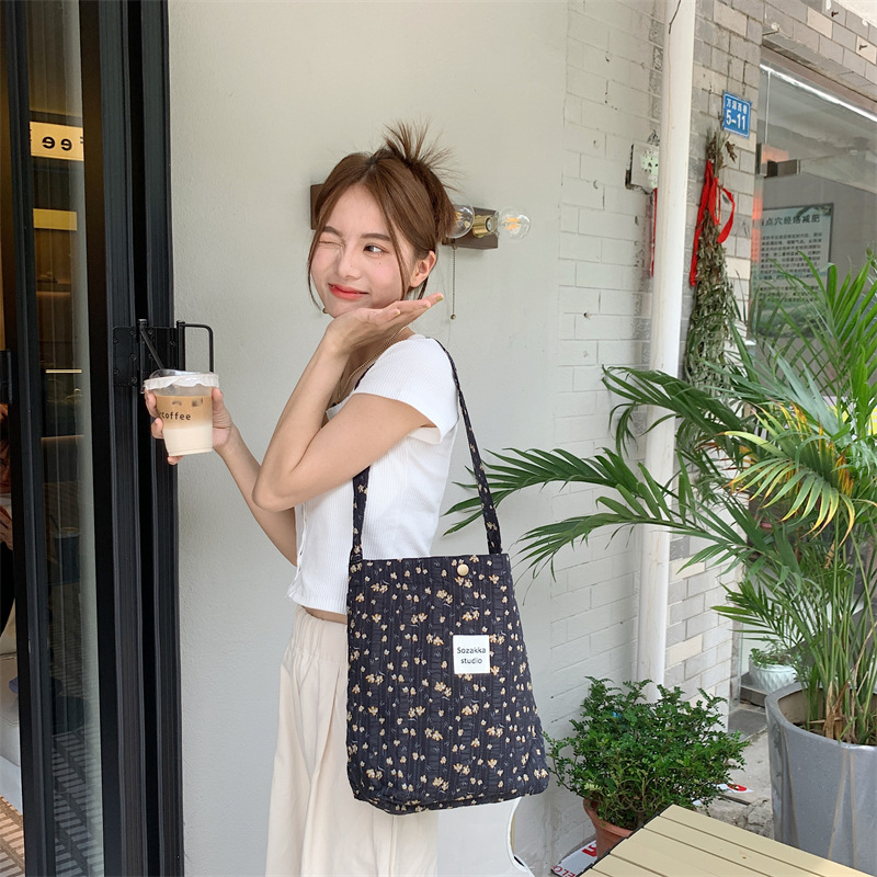 36251 Vintage floral canvas cosmetic bag, large-capacity handbag, women's single-shoulder crossbody bag, tote bag, underarm bag undefined