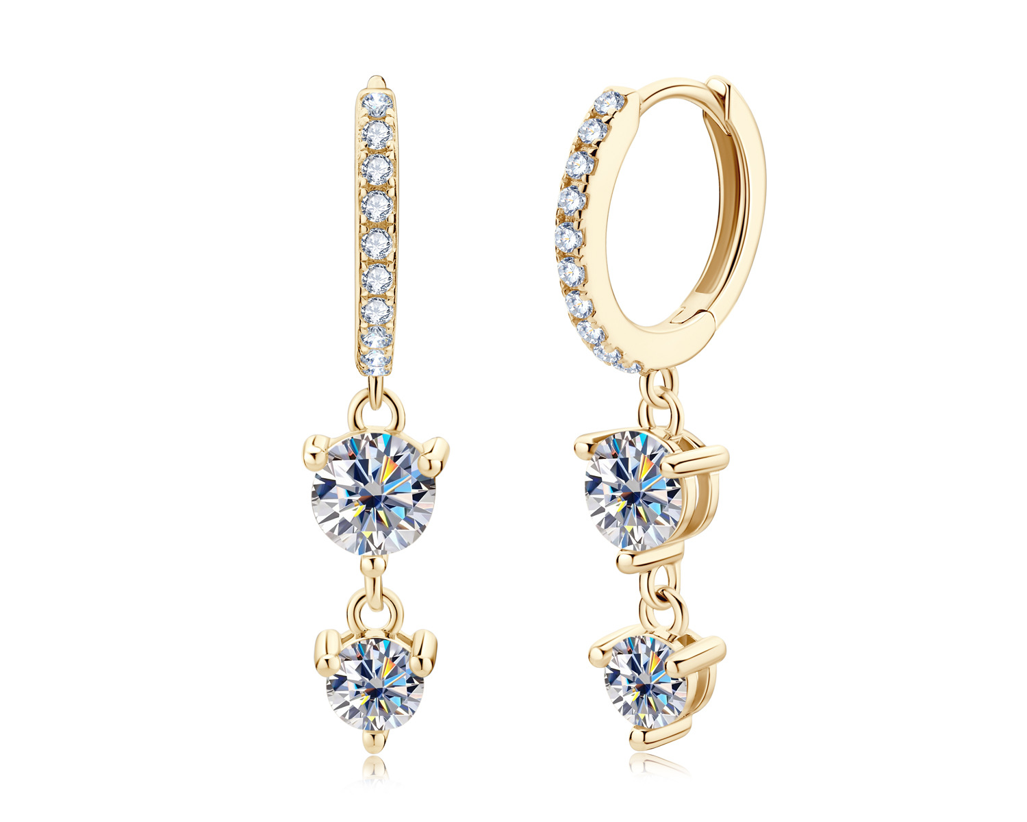 27g Weight Moissanite Inlay Material Drop Earrings Classification 1 Pair Quantity 1 Pair 925 Sterling Silver Moissanite Round Drop Earrings