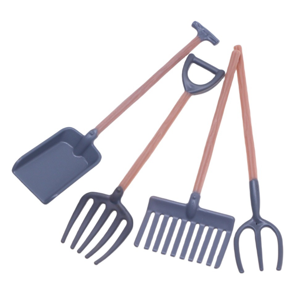 Casa de muñecas mini simulación pala rastrillo granja suministros en miniatura patio escena apoyos modelo