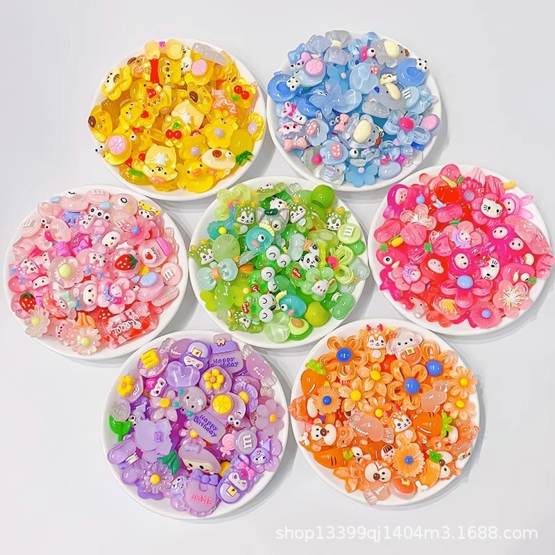 夏の新しい半透明の質感樹脂アクセサリー氷透明漫画カラーミックスクリーム接着剤 diy 生産材料|undefined
