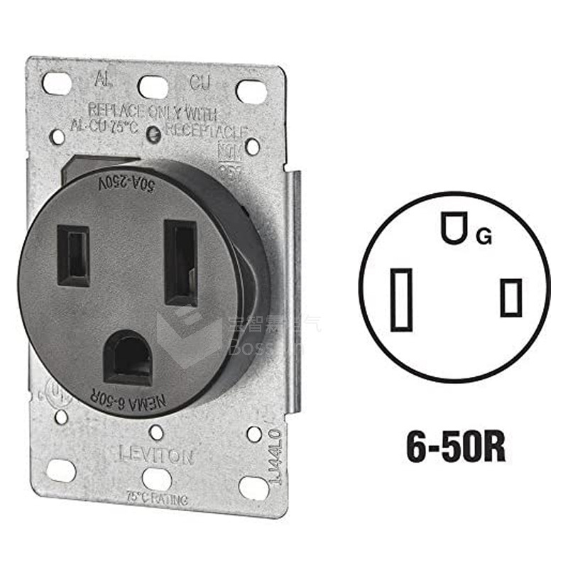 NEMA 6-50R美标工业插座 美式烤箱烤炉电源暗装插座50A 250V