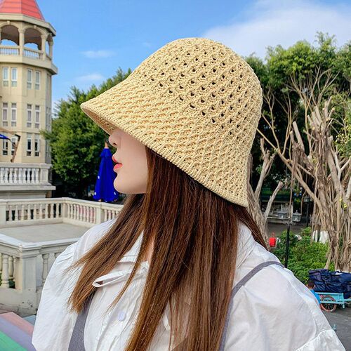 Summer and Spring Trend Brand Knit Mesh Bucket Hat Summer Sun Hat Fashion Influencer Breathable
