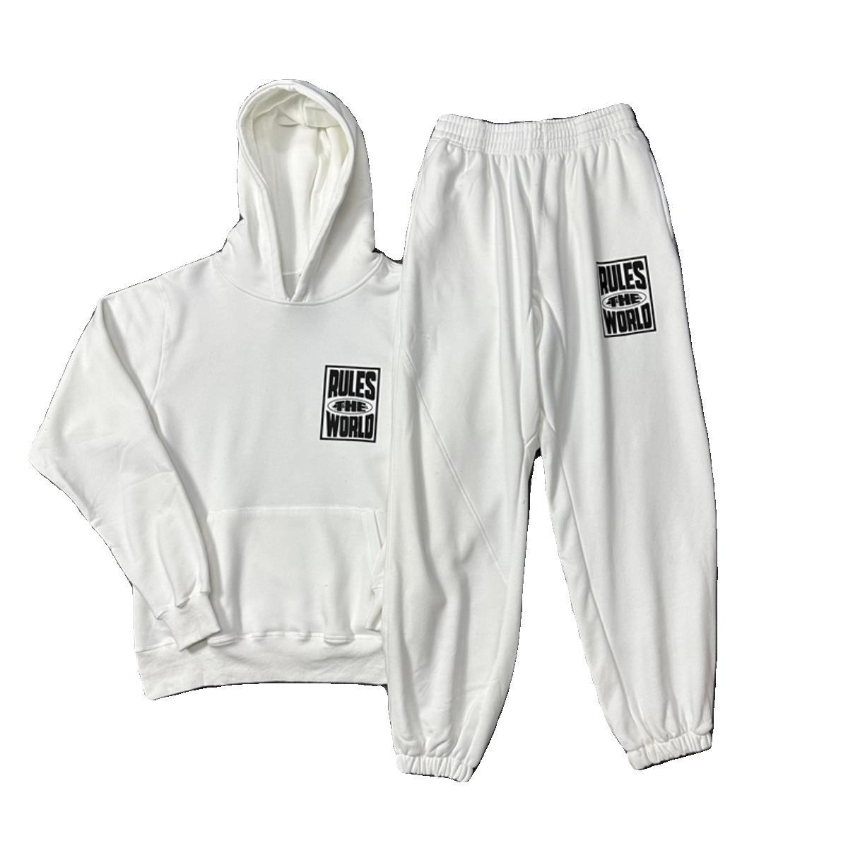 Midea graffiti letra impresión conjunto de camisa con capuz suelta pantalones casuales para hombre
