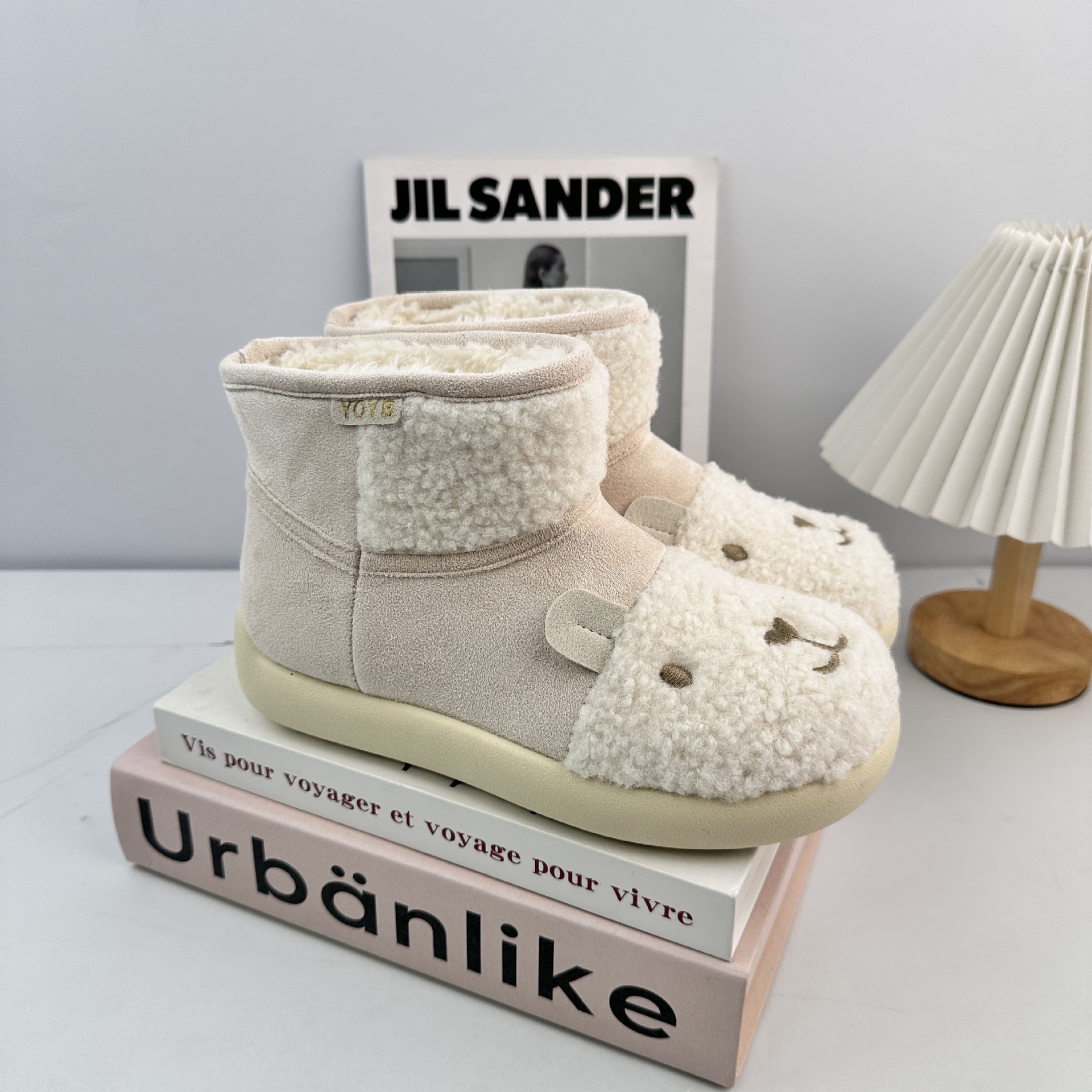 YANBO 2025 invierno nuevas botas de invierno más vello grueso calentamiento botas de nieve de dibujos animados conejo zapatos de mujer