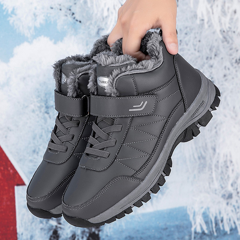 Women's Shoes old men's middle aged mother's winter leather high top cotton shoes sports walking shoes women's Northeast large cotton snow boots_voghion.com