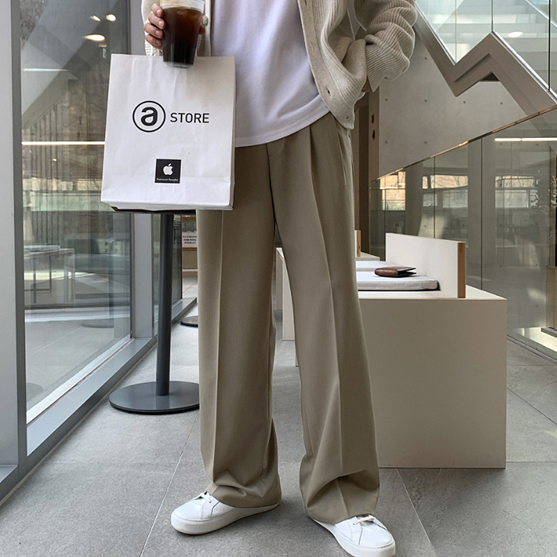 ASCLO pants men's Korean-style fashionable simple casual straight pants spring and summer ins high street mopping pants trousers suit pants