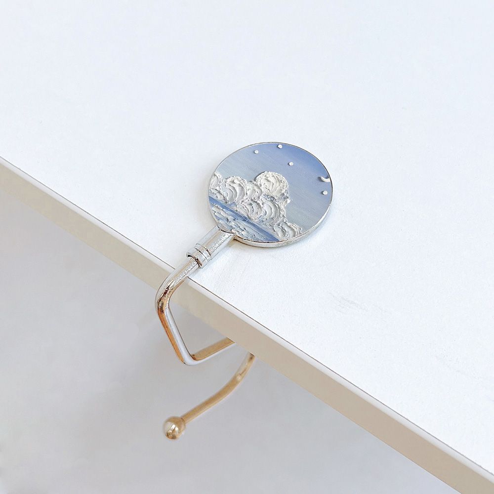 Pintura al óleo nebulosa luna mar mochila de estudiantes gancho de escritorio de escritorio desmontable gancho de escritorio antideslizante