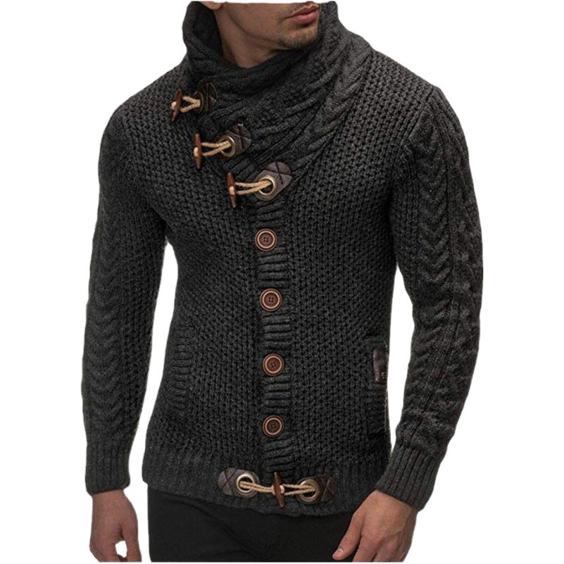 Amazon Sweater Men's 2026 Autumn/Winter Knitted Jacket High Collar Button Large Size European and American Fashion Sweater Cross-Border Men's Clothing