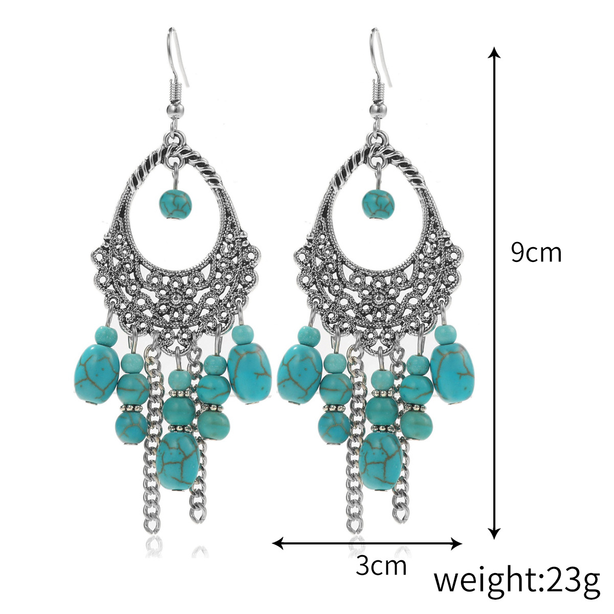 Ethnic Style Water Droplets Alloy Turquoise Plating Women's Pendant Necklace 1 Piece display picture 7