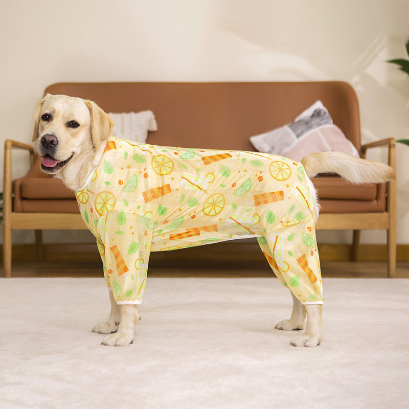 春秋夏メッシュプリントラブラドール柴犬金毛中大型犬四脚クロスボーダーペット犬犬服|undefined