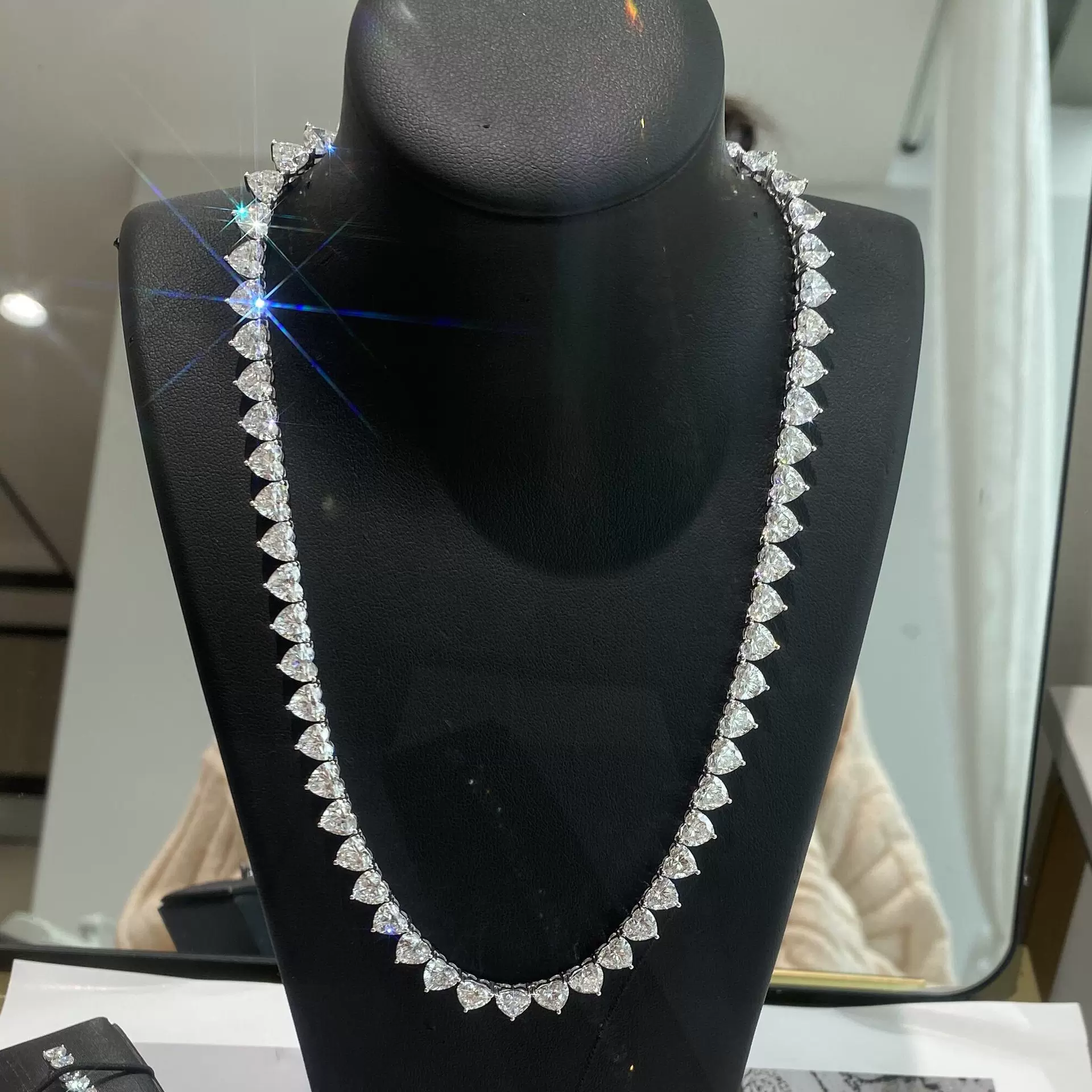 18K白金IGI培育钻石项链爱心网球颈链14K金9K金Pt950铂金珠宝工厂