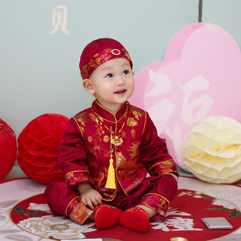 High-end one-year-old dress for boys and girls to catch Sunday clothes for autumn and winter Chinese-style children's Tang suit for New Year festive greetings High-end one-year-old dress for boys and girls to catch Sunday clothes for autumn and winter Chinese-style children's Tang suit for New Year festive greetings